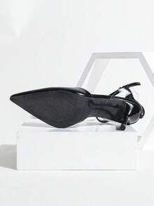 Giày cao gót quai chéo mũi nhọn tối giản dành cho nữ, giày cao gót màu nude gợi cảm thời trang, thích hợp cho các hoạt động ngoài trời mùa hè, tiệc tùng, đám cưới, kỷ niệm, ngày lễ tình nhân - màu đen - Xem 6