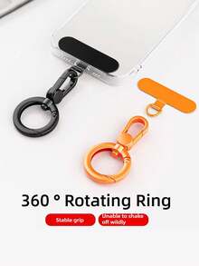 360°旋转手机挂绳夹 - 多功能金属手机配件，便捷携带支架 - 彩色 - 查看 2