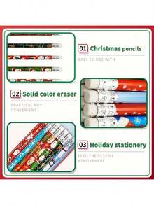 Christmas Style HB Pencil Custom Different Pattern On Pencil Body As Christmas Gifts For Student And ChildCartoon Cute High Value Christmas-Themed Wooden Stationery Pencil School Supplies Gift For Students - Multicolor - View 6