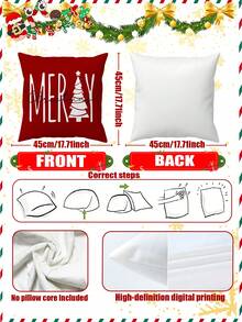 2pcs Christmas Candy Series Polyester Plush Pillow Case, Sofa Cushion Cover - Red - View 4