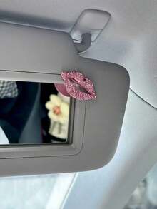 1 pieza Decoración interior del coche DIY Espejo de maquillaje con lazo de strass y estampado de leopardo, estilo lindo Ins, múltiples opciones - Unitalla - Ver 6