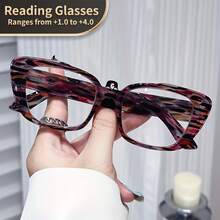 1/3 Pcs Comfortable Spring Hinge Men Women Vintage Cat Eye Reading Glasses Oval Clear Transparent Presbyopic Glasses Magnification +1.0 To +4.0 - 藍色*1 - 查看 4