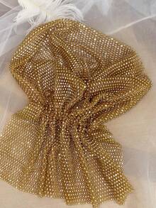 Women's Fishnet Full Rhinestone Decor Gold Headscarf Caps, Personalized Hair Accessories, Suitable For Ladies' Daily Wear, Dance, Wedding, Party, Events Valentine's Day Valentines