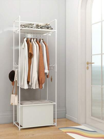 Appendiabiti multifunzionale da terra con tasca in tessuto, mobile, robusto, alla moda, facile da montare e smontare, portatile, adatto per soggiorno, camera da letto, ingresso, ufficio, casa, regalo per le vacanze, regalo di Natale, regalo per bambini