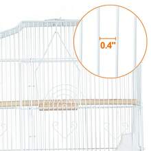 Butterslay 1PC 64″H Metal Open Top Bird Cage Rolling Parrot Cage For Budgie Parrot Canary Cockatiel - White - View 8