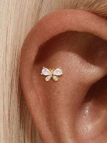 1件925纯银耳骨耳环，简约设计，适合日常佩戴，也可作为新娘首饰或精致配饰。 - 金色 - 查看 22