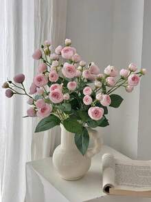 1/3/5 bukietów sztucznych różowych kwiatów kamelii, każdy bukiet zawiera 12 pąków kwiatowych. Te bukiety kwiatów kamelii na długiej łodydze idealnie nadają się do dekoracji domu, wesel, walentynek, sypialni, salonu i łazienki, jako ozdoby stołu, kompozycje kwiatowe do wnętrz i na zewnątrz, spotkania rodzinne, wesela, wieczory panieńskie i dekoracje na Święto Dziękczynienia. To idealny prezent dla kobiet. - Jasnoróżowy - Zobacz 1