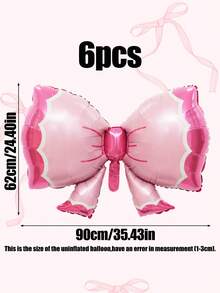Set de 2/6 globos de foil con lazo rosa, adecuados para fiestas de cumpleaños de niñas, fiestas de primer año, decoración sorpresa de habitación, decoraciones de fiestas con tema de jardín