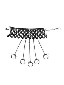 1pc Gothic Style Women's Black Sexy Hollow Lace Bracelet With Adjustable Semi-Open Ring, Tassel, Punk Butterfly Finger Ring Bracelet, Fashion Accessory - Multicolor - View 8