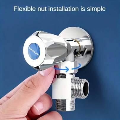 1pc T-Shape Brass Connector Valve: 1-Inlet, 2-Outlet, No Battery Required, Suitable For Washing Machine And Shower Faucet, Made Of Brass And Stainless Steel