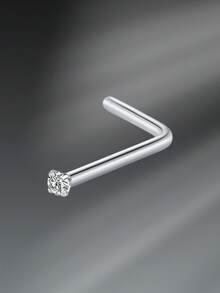 CIZME 1pc/Set 20G Titanium Steel G23 Nose Rings For Women Men,Silver Clear Diamond CZ L Shaped Nose Studs Top 1.5mm 2mm 2.5mm 3mm CZ Nose Piercing Jewelry Nose Ring Studs Jewelry - Silver - View 11