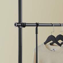 SoBuy FRG109 Telescopic Wardrobe System With 2 Clothes Rails Clothes Storage System Shelving System Clothes Rack Light Grey - Black - View 7