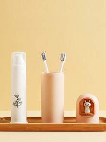 卡通兔子旅行牙刷架，牙膏架，旅行牙刷杯，牙刷收纳套装，适用于旅行、露营、徒步、出差、上学、家居装饰、浴室用品、户外用品、学习用品、浴室装饰、浴室收纳配件 - 彩色 - 查看 9