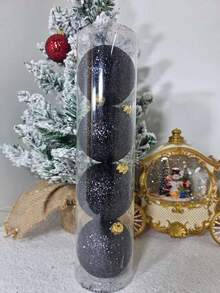4 Stücke/Box 8cm Glas Glitzer Weihnachtsbaum Ornament Kugeln