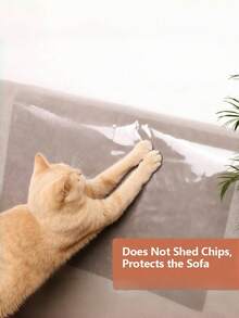 1 Roll Self-Adhesive Transparent PVC Cat Scratch Protector Film, Clear Sofa Protective Cover, Prevents Cat Claw Scratches, Single-Sided Self-Adhesive Anti-Pet Sofa Cover, Furniture Scratch Protection Tape, Suitable For Sofa Armrests, Doors, Walls, Prevents Pet Damage, Essential Home Decor Furniture Care Solution For Pet Owners - Multicolor - View 2