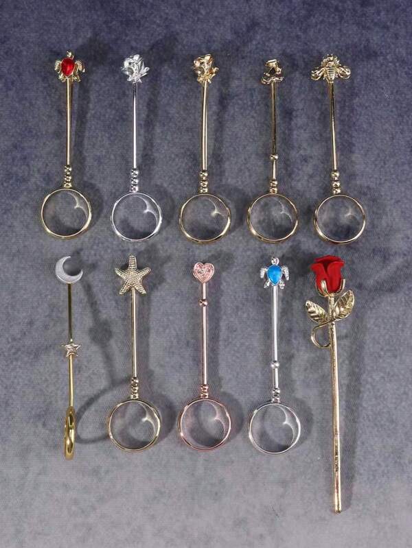 1 Piece Of Metal Material With Various Shapes, Cigarette Holder, Adjustable, Multiple Elements To Choose From, Starfish, Turtle, Cherry, Rose, Heart, Etc., Cigarette Accessory