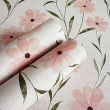 Floral Wallpaper Peel And Stick Daisy Wall Paper Pink Summer Flowers Nursey Room Self Adhesive Wallpaper Contact Paper Stick Bathroom Furniture393 X 17.3 Pink Floral - 粉紅色 + 17.3 英寸 X 394 英寸 - 查看 2