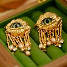 A Fashionable New Retro Evil Eye Tassel Earring, A Light Luxury Creative And Niche Design For Women's Earrings - Vàng - Xem 6