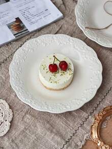 1件/2件装法式复古浮雕早餐盘、简约甜点盘、沙拉盘、水果盘、陶瓷蛋糕盘、意面盘、盛菜盘 - 彩色 - 查看 8