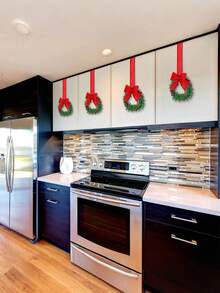 1/12 pièces Couronne de cuisine suspendue mini couronne avec nœuds de ruban et baies pour décoration murale, porte d'entrée, fête. Convient pour les décorations de fête ou de vacances - Multicolore - Voir 4