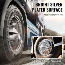 Rear Front Axle Wheel Covers, Spiked Axle Cover For Semi Truck, ABS Rust-Resistant Lug Nut Covers, Universal Fit, Installation Tool Included, 2 Front And 4 Rear Axle Hub Covers Combo Kit - 13.90x4.25 inch and 13.94x9.17 inch - 查看 3