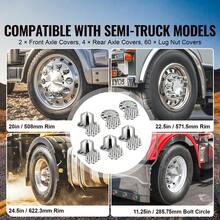 Rear Front Axle Wheel Covers, Spiked Axle Cover For Semi Truck, ABS Rust-Resistant Lug Nut Covers, Universal Fit, Installation Tool Included, 2 Front And 4 Rear Axle Hub Covers Combo Kit - 13.90x4.25 inch and 13.94x9.17 inch - 查看 2