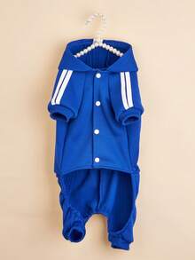 1pc English Letter Print Hooded Sweatshirt For Small Dogs, Autumn Fleece Apparel For Schnauzer, Pomeranian, Shiba Inu - Navy Blue - View 7