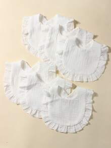 6 pezzi Set di bavaglini e panni assorbenti in cotone mussolina bianco per neonata, bavaglini carini per la bava per uso quotidiano, autunno/inverno