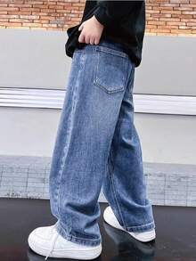 Quần jeans denim đa năng thường ngày cho bé trai tuổi teen/thanh thiếu niên - Rửa nhẹ - Xem 4