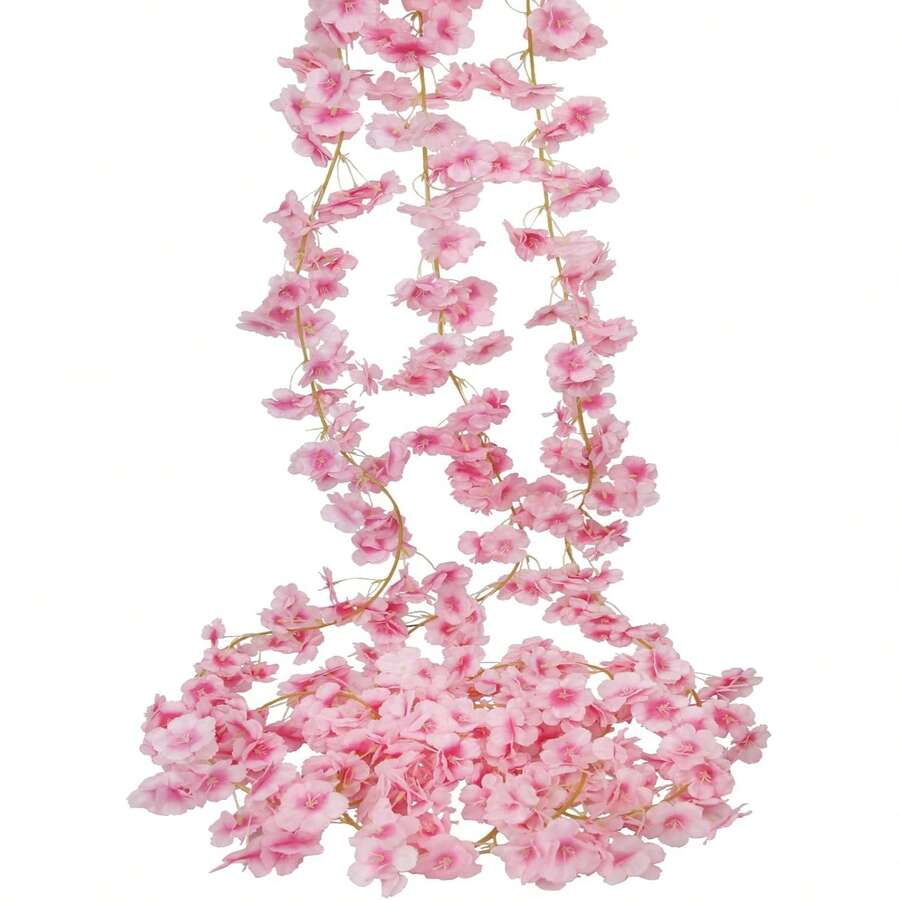 1/80pcs Artificial Cherry Blossom Vine - Faux Sakura Flower Garland, Suitable For Home, Garden, Wedding Arch, Party Decor, Spring - Pink - View 1