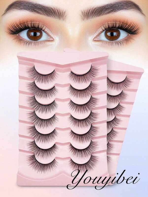 Youyibei 7 Paar luxuriöse flauschige Kunstwimpern, 8-13mm zarte Wimpern, geruchlos, leicht anzubringen, wiederverwendbare Kunstwimpern für den täglichen Gebrauch, Reisen, Dates, Bühne und den Alltag