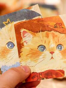 2 szt./zestaw notesów z rysunkowym kotem, urocze, estetyczne ilustracje, samoprzylepne karteczki dla uczniów, odpowiednie na powrót do szkoły, ukończenie szkoły, Boże Narodzenie, urodziny, Dzień Dziecka, prezenty dla dziewcząt, studentów, artykuły papiernicze, notatnik, pamiętnik, upominki na przyjęcia, organizacja biurka