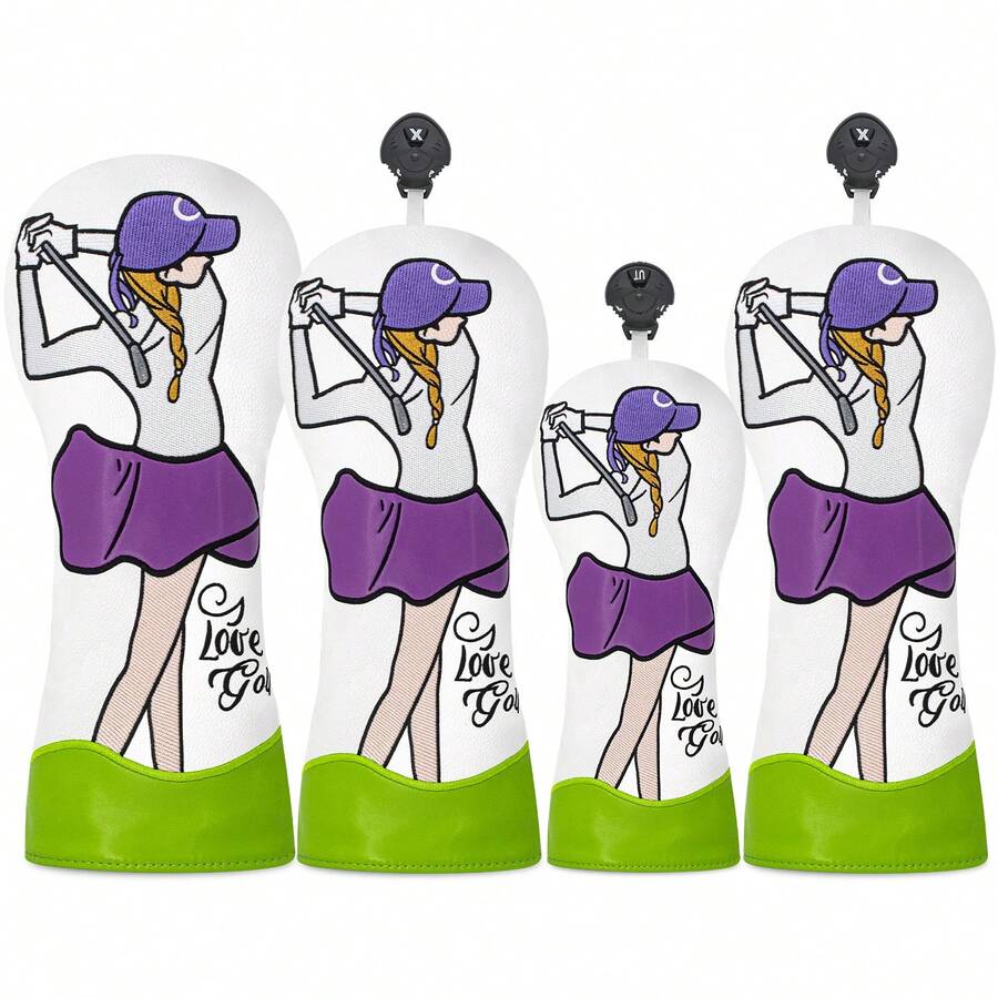 Ladies Swing Golf Club Head Cover; White Golf Club Protective Cover; PU Waterproof Material; Better Protect The Golf Club; - White - View 1