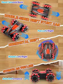 1 件 2.4GHz 遥控特技车玩具，4WD 360° 翻转漂移遥控赛车，全地形越野车玩具，适合 4-12 岁男孩和女孩的生日/圣诞节/新年礼物（蓝色/红色） - 彩色 - 查看 5
