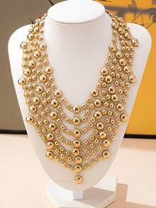 1 buc colier cerc metalic auriu, stil boem, pentru femei, modă elegantă vintage exagerată, potrivit pentru plajă, petrecere, banchet și purtare zilnică