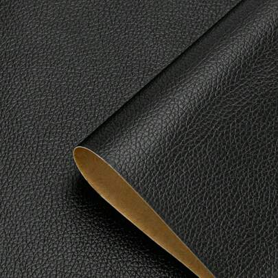 Black Leather Sticky Back -Leatherette Vinyl Wrap Sticker For DIY Waterproof
