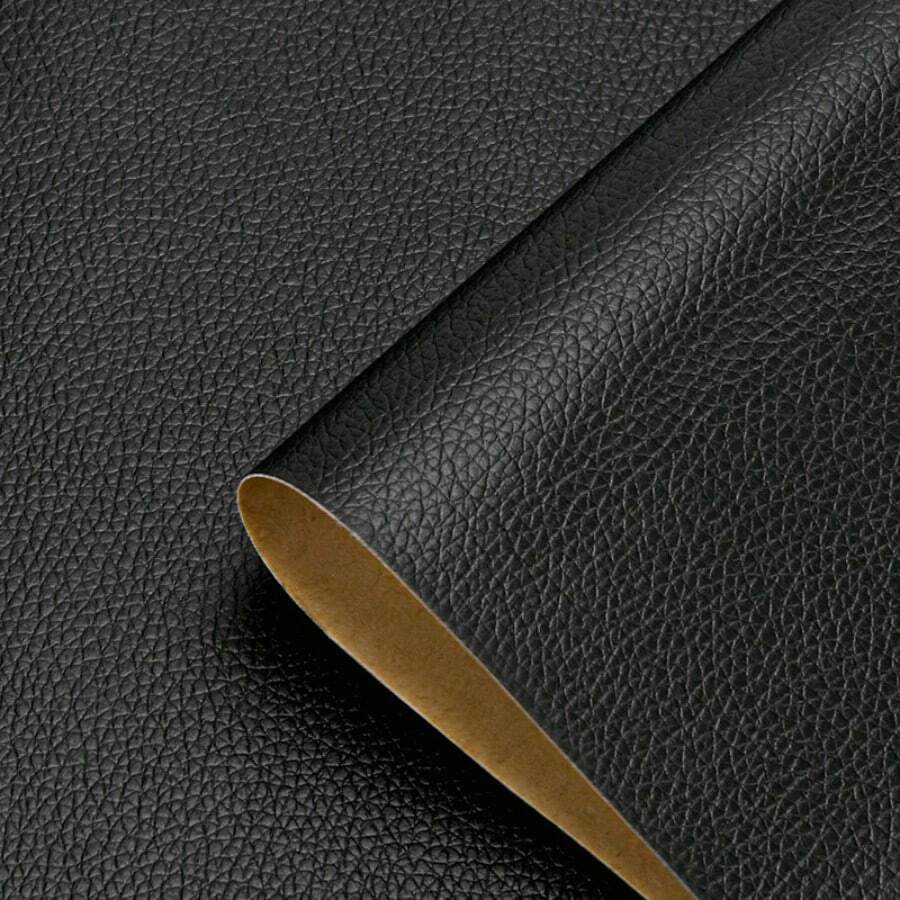 Black Leather Sticky Back -Leatherette Vinyl Wrap Sticker For DIY Waterproof - Black - View 1