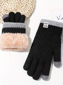 1 Pair Women's New Thick Thermal Lined Warm Touchscreen Gloves, Winter Cycling Windproof Cold-Proof Mittens - Multicolor - View 11