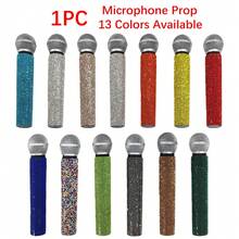 1pc Simulation Rhinestone Microphone Props, Home Bar Brilliant Mic Props Decorative Ornaments Party Favor, Speaking Practice Props