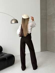 SQUALO Quần Jeans Nữ Xanh Giặt, Rách, Và Hiệu Ứng Làm Cũ Phong Cách Đường Phố - Rỉ Nâu - Xem 3