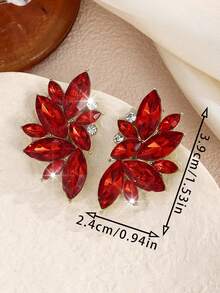 1 Pair Bohemian Alloy Rhinestone Inlaid Fashion Versatile High-End Luxury Exaggerated Earrings For Women - Bright Red - View 4