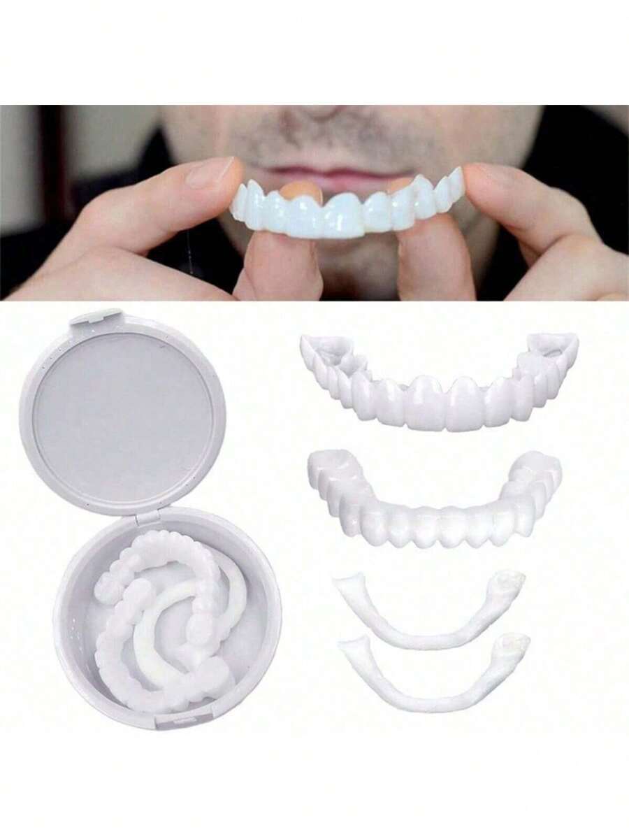 1 Set Of Comfortable & Snug Cosmetic Dentures, Includes Upper & Lower Teeth, Providing A Confident Smile Experience. The Veneers Dentures Bring A Radiant Smile. - Multicolor - View 1