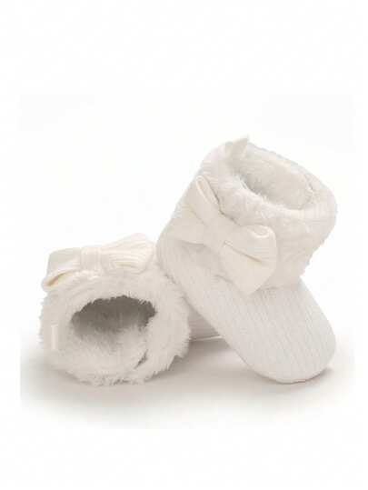 Classic Warm Snow Boots With Cute Bow, Suitable For Newborns And Toddlers, Autumn/Winter
