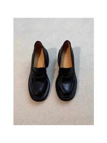 High-Heeled Moccasins With Round Toe And Thick Sole, Versatile Niche High Heels, Elegant Versatile Shoes For Women That Accentuate The Figure And Make It Slimmer.