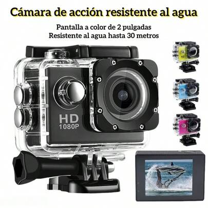 Cámara de acción impermeable 1080P 12MP Full HD cámara deportiva submarina 30M, videocámara de gran angular de 140 grados con múltiples accesorios