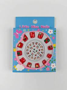 1 盒圣诞节 12 件指甲、按压指甲、可爱圣诞老人雪人假指甲、儿童指甲贴纸、指甲贴、彩色指甲贴纸、派对玩具、圣诞礼物。