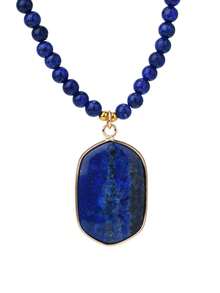 Bohemian Style Lapis Lazuli Pendant Necklace With 4mm Beads Geometric Pendant, Handmade Vintage Women's Jewelry, Perfect Birthday Or Holiday Gift - Multicolor - View 17