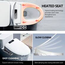 Bidet Toilet Seat, Electronic Heated Smart Toilet Seat With Unlimited Heated Water And Warm Air Dryer, Adjustable Temperature, Self-Cleaning Stainless Steel Nozzle, Side Panel Control - 查看 2