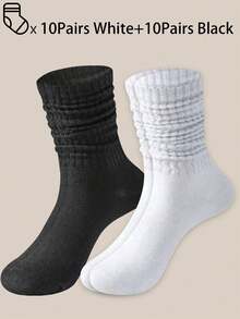 3 Pairs/6 Pairs/10pairs/20 Pairs Of Autumn And Winter Pile Socks, Open Knitted Socks, Open Socks, Men's Tight Middle Tube Socks, Tight Long Socks, Fall - Multicolor - View 17