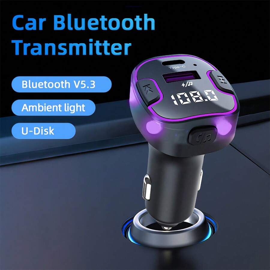 5.3 Bluetooth Car Charger FM Transmitter Fast Charger Car Audio Bluetooth Receiver Car Adapter MP3 Player Compatible With IPhone, IPad,Android Phone, Laptops, Fast Charging Adapter Quick Charge And Multi-Device Support Compact Design For And Efficient Charging On-The-Go Fast Car Charger Gifts For Family, Friends, Kids,Birthday,Christmas, Winter, Car Accessories
